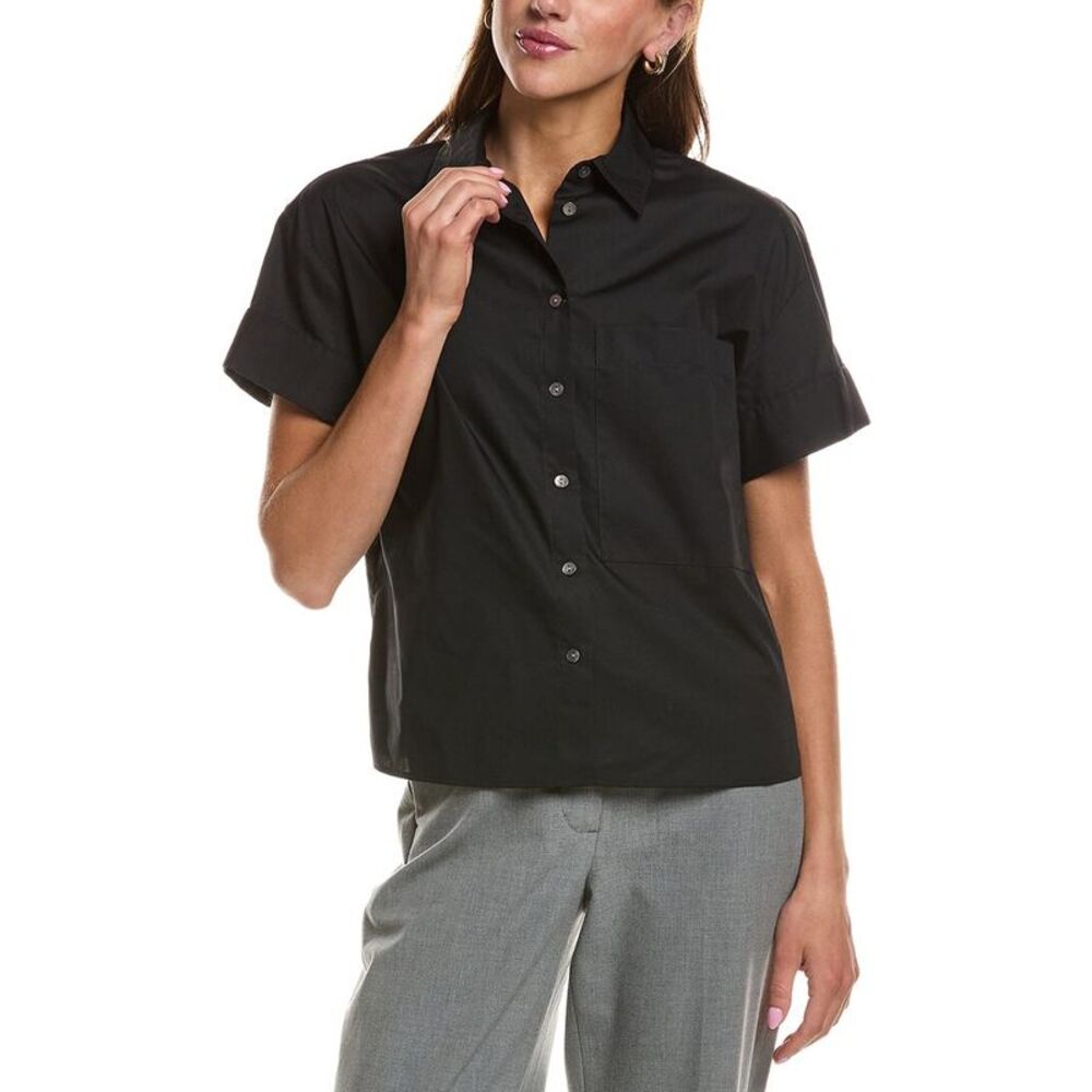 Theory Womens Cuffed Shirt, Black